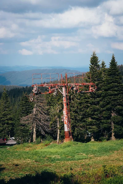 Oude Roestige Skilift Top Van Het Vysoka Gat Hruby Jesenik — Stockfoto