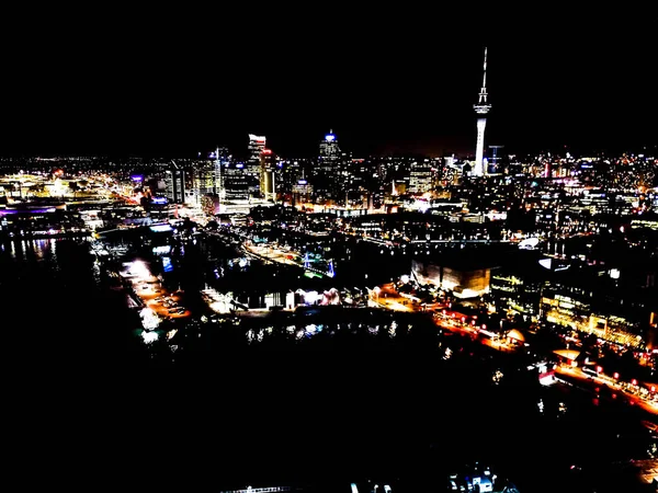 Auckland City Night Time Cityscape Shot — стокове фото