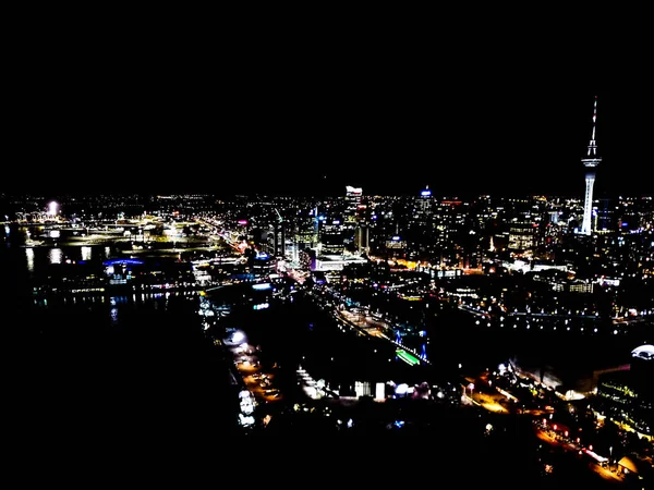 Auckland City Night Time Cityscape Shot — Stock fotografie