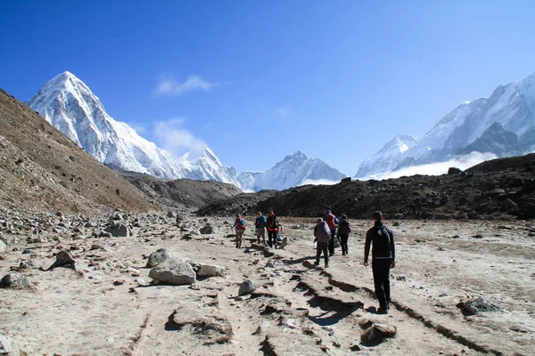 从尼泊尔的珠穆朗玛峰山路拍摄 图库图片