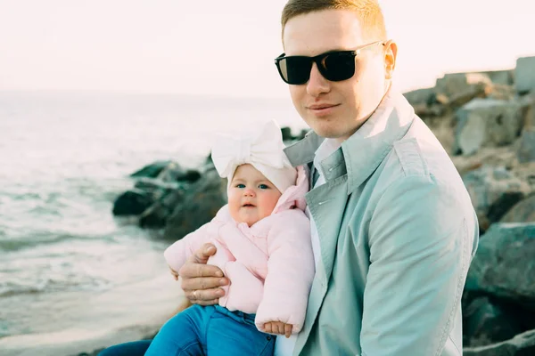 Happy Loving Family Father His Daughter Child Girl Playing Together — Stock Photo, Image