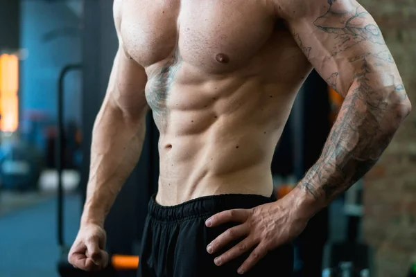 Atleta Fondo Del Gimnasio Concepto Una Dieta Saludable Estilo Vida —  Fotos de Stock