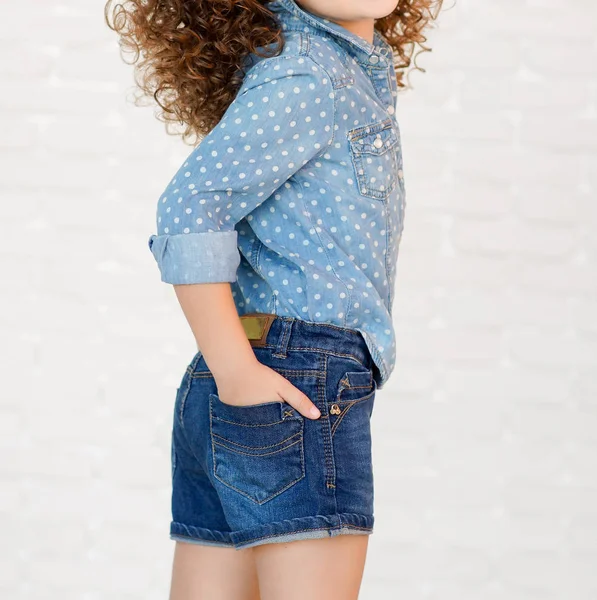 Estúdio Retrato Caucasiano Bonito Litle Menina — Fotografia de Stock