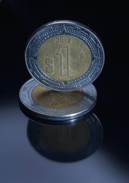 One euro coin isolated on black background. — Stock Photo, Image