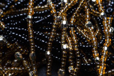 Siyah doku boncuk. Makro fotoğraf.