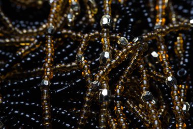 Siyah doku boncuk. Makro fotoğraf.