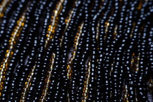 Svart Textur Pärlor Makro Foto Visa Från Ovan — Stockfoto