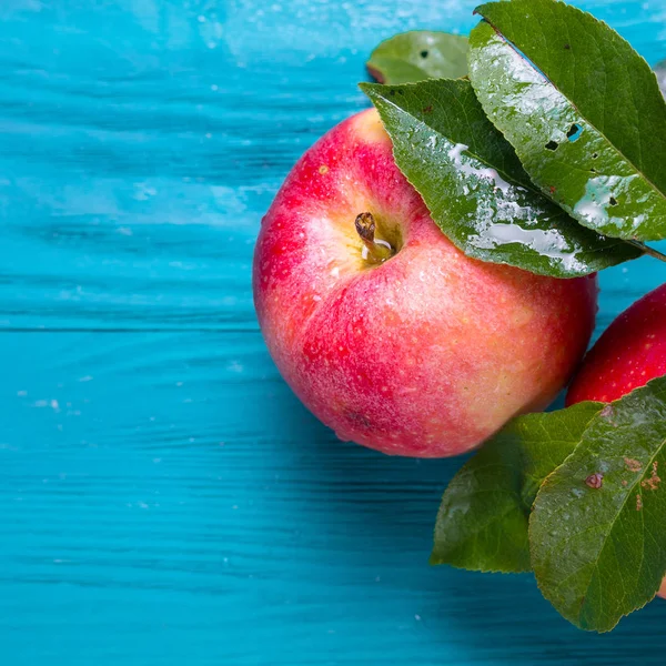 metin için yer ahşap bir zemin üzerine şube yalanla iki Olgun elma