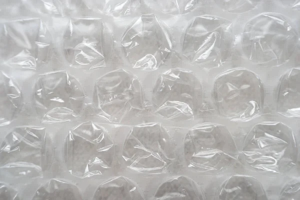 White Bubble Wrap Packing Or Air Cushion Film Abstract Horizontal Texture For Creative Art Work Background, Close Up, Top View, Copy Space