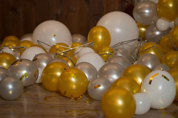 Golden Silver Balloons Background New Year Concept — Stock Photo, Image