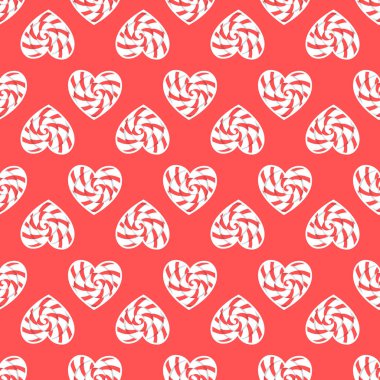 Karamel kalp dikişsiz desen. Vektör illüstrasyon tasarım Candy shop arka plan
