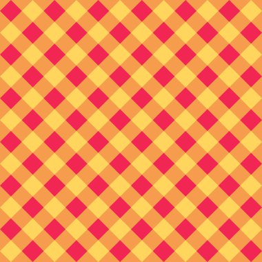 Dikişsiz desen ekose kumaş doku kontrol edin. Turuncu renk kafes diyagonal arka plan Vektör illüstrasyon ile kırmızı.