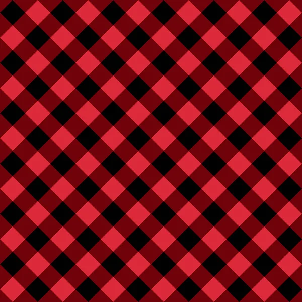 Checkered diagonal black and red seamless patterns. Vector Fashion background. — Stock Vector