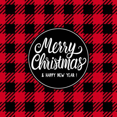 Mutlu Noeller beyaz el metin yazıt harfleri çizilmiş. Vektör illüstrasyon Dama siyah ve kırmızı arka plan. Tatil Happy New Year Tebrik Tasarım Kartı
