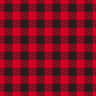 Vektör Dikişsiz desen. Hücre arka plan kırmızı renk moda bez kafes. Karanlık üzerinde soyut damalı zemin.