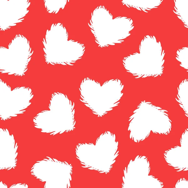 Patrón sin costura corazón fondo rojo y blanco. Superficie de diseño vectorial Día de San Valentín — Vector de stock