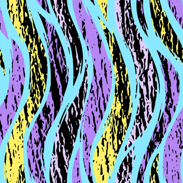 Helles abstraktes nahtloses Muster. Vektor Grunge modernes Oberflächendesign. blau, schwarz, gelb Hintergrund. — Stockvektor