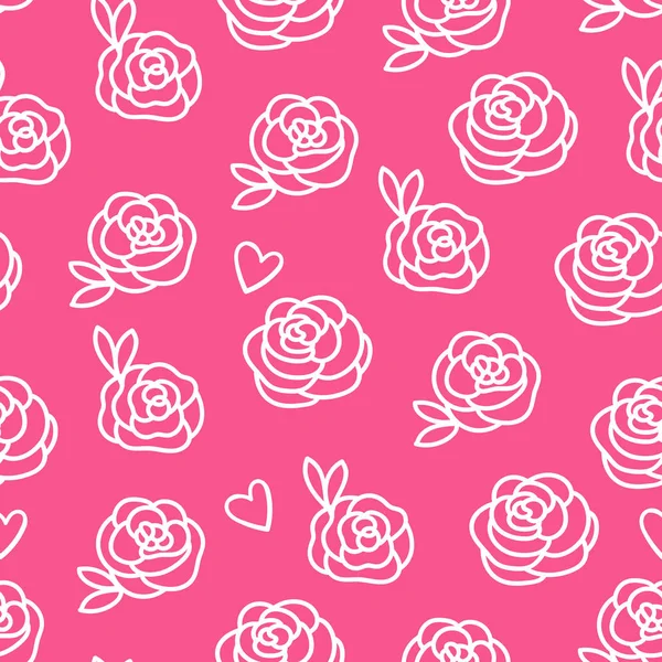 Roses design moderne motif sans couture. Illustration vectorielle isolée sur fond rose . — Image vectorielle