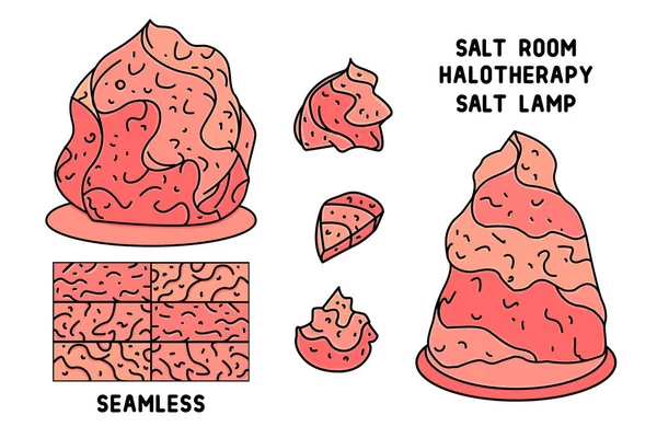 Lâmpada de sal do Himalaia pedras ilustrações. Ilustração vetorial isolada sobre branco — Vetor de Stock