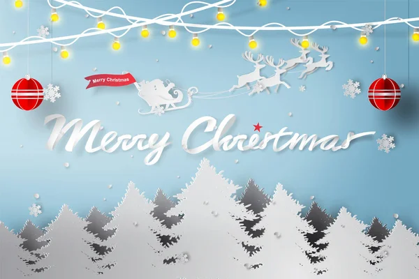 Art Papier Joyeux Noël Fond Cadeau Vecteur Illustration — Image vectorielle