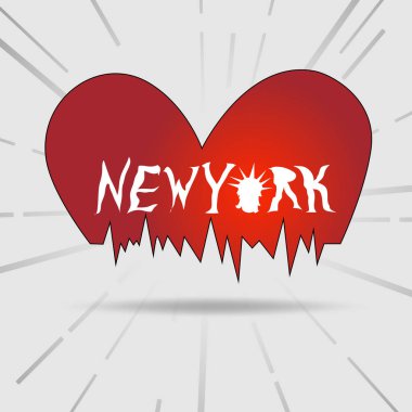Tipografi sloganı new york kalp vintage t gömlek baskı, grafik tee.vector illüstrasyon için özgürlük heykeli ile