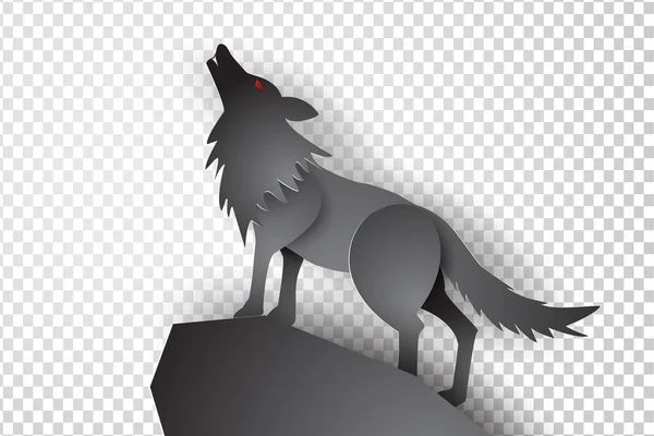 Kunst Ambacht Van Wolf Met Transparantie Achtergrond Papier Vector — Stockvector