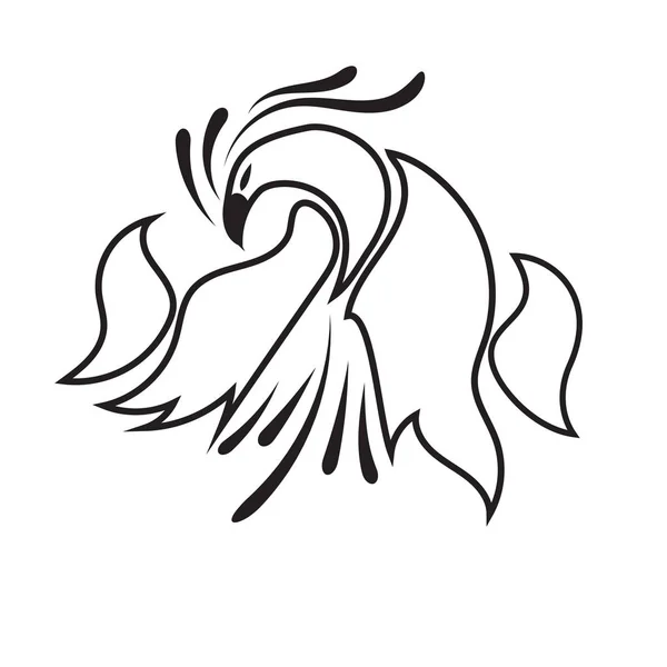 Logo Linea Uccello Nero Sfondo Bianco Illustrazione Vettoriale — Vettoriale Stock
