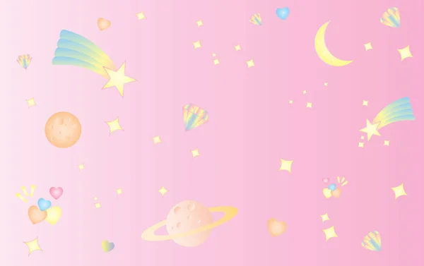 Patrón Estrella Espacio Dulce Lindo Pastel Rosa Fondo — Archivo Imágenes Vectoriales