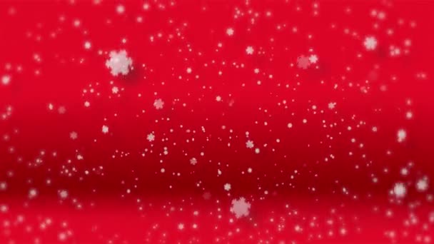 Corte Papel Artesanato Inverno Neve Neve Caindo Isolada Fundo Vermelho — Vídeo de Stock