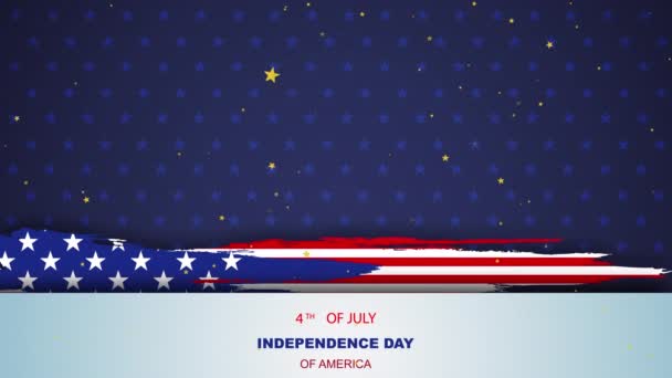 アメリカの波の旗7月4日の背景の幸せ独立記念日アメリカのバナーの休日 アブストラクトスターテンプレート 国旗の要素です 流れ星図 — ストック動画