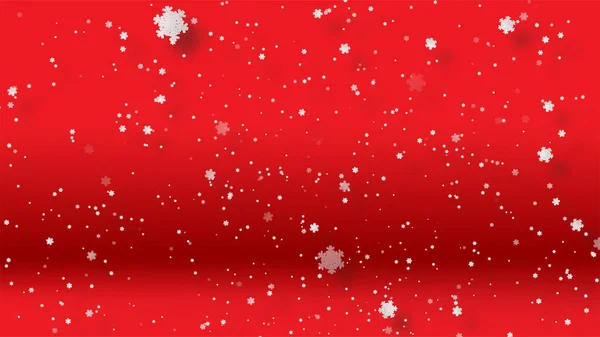 冬雪的剪纸和手工制作 红色背景的落雪 用来作曲 大小不等的风暴雪花 无缝回旋 有欢乐的圣诞背景 假日季节 — 图库照片