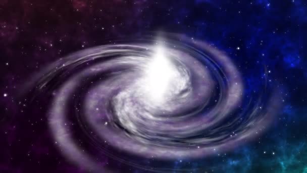 屏幕飞行旋转螺旋形银河空间浮动空间背景 深空探测 在大的星空和星云附近旅行 被禁止的螺旋星系在宇宙中转动 — 图库视频影像