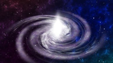 Dönen Sarmal Galaksi Uzay Yüzen Uzay Arkaplanına Uçan Ekran. Derin uzay keşfi. Yıldız tarlalarında ve nebulada büyük yerlere seyahat etmek. Parmaklıklı Sarmal Galaksi Evren Yıldızları 'nda Dönüyor. hareket