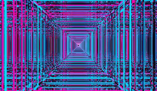 Render Abstract Digital Square Colorful Neon Background Street Futuristic Digitally — Stock Photo, Image