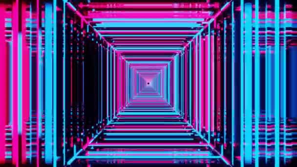 Motion Abstract Digital Square Colorful Neon Background Street Futuristic Digitally Royalty Free Stock Footage