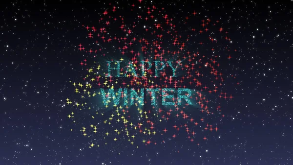 Vuurwerk Vrolijk Winter Sprankelend Jaar Belettering Met Vuurwerk Vonkt Deeltjes — Stockfoto