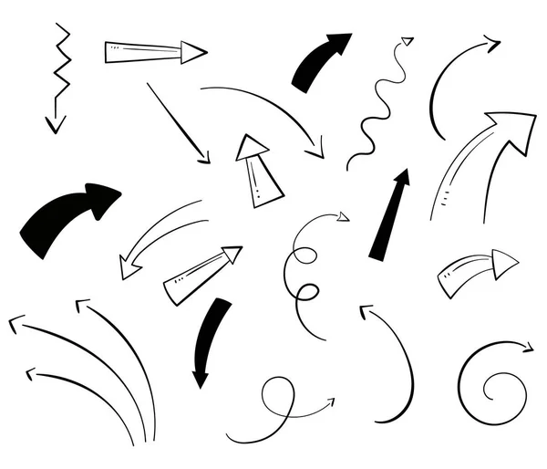 Doodle conjunto de lápis objetos de desenho. Setas de grunge abstratas desenhadas à mão. Setas abstratas vetoriais para uso em design Ilustração De Stock