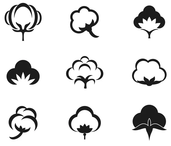 Set of isolated, black icons on a theme cotton Stock Illustration