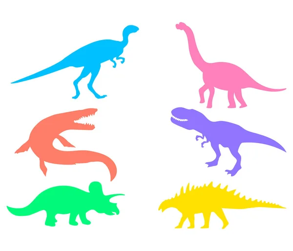 Dinosaur silhouettes set. Vector illustration isolated on white — Stock Vector