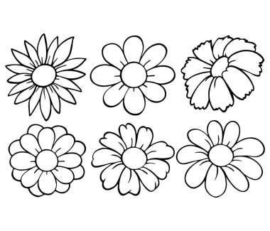 Çiçek Dekorasyon Şube Yaprak Bitki Hattı Vuruş İkon Pictogram Sembol Seti Koleksiyonu