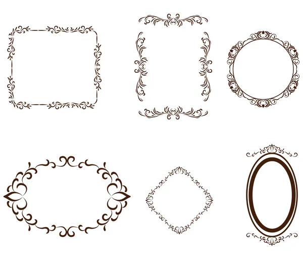 Set of decorative vintage frames. Hand-drawn vector illustration on white background Royalty Free Stock Illustrations