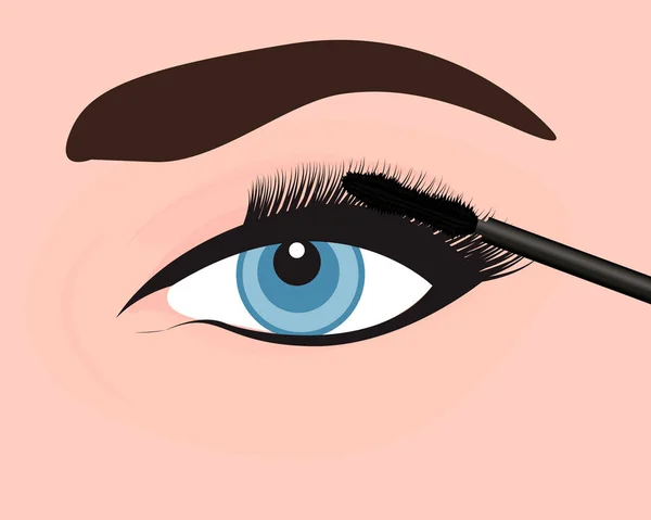 A girl applying mascara on to her eye — Stock Vector