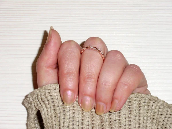 Natural nude manicure. Nail Art Design — Stock Photo, Image