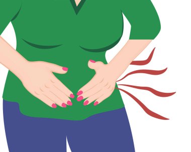 A girl having abdoman pain vector illustration clipart