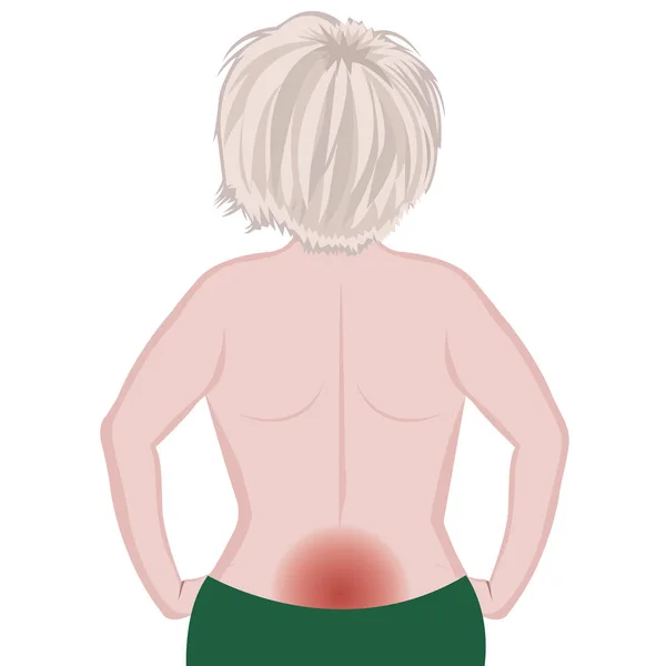 Ilustrasi vektor tubuh wanita nyeri punggung - Stok Vektor