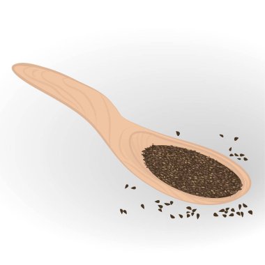 Bir kaşık vektör çizim flaxseeds 