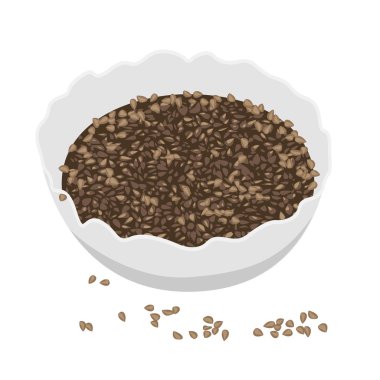 Bir tabak içinde flaxseeds illüstrasyon vektör 