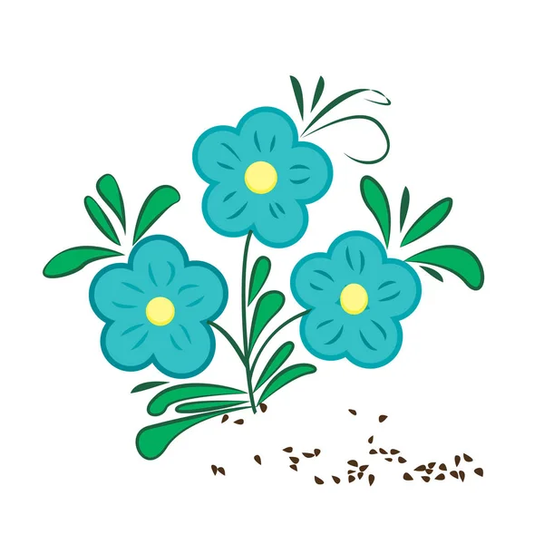 Ilustração do vetor de flor de linho e linho — Vetor de Stock