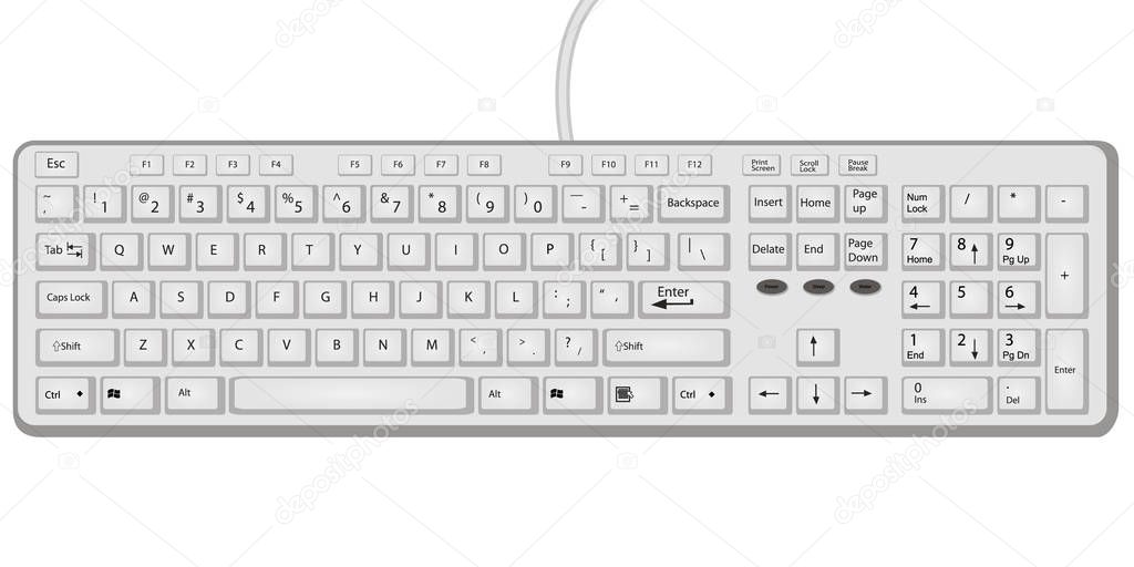 Keyboard vector illustration isolated on a white background