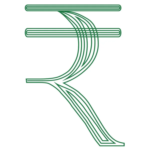 Rupee Índia moeda símbolo ícone listrado vetor ilustração — Vetor de Stock